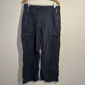 Superdry Parachute Cargo Pants Black Wide‎ Leg Zip Fly 32x31 03-54-76
